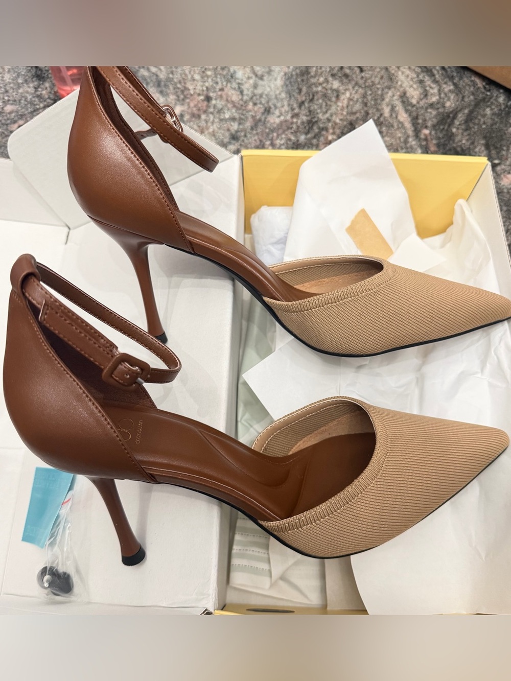 Cozy Island Women's Pointed Toe Ankle Strap Pumps Heels 9